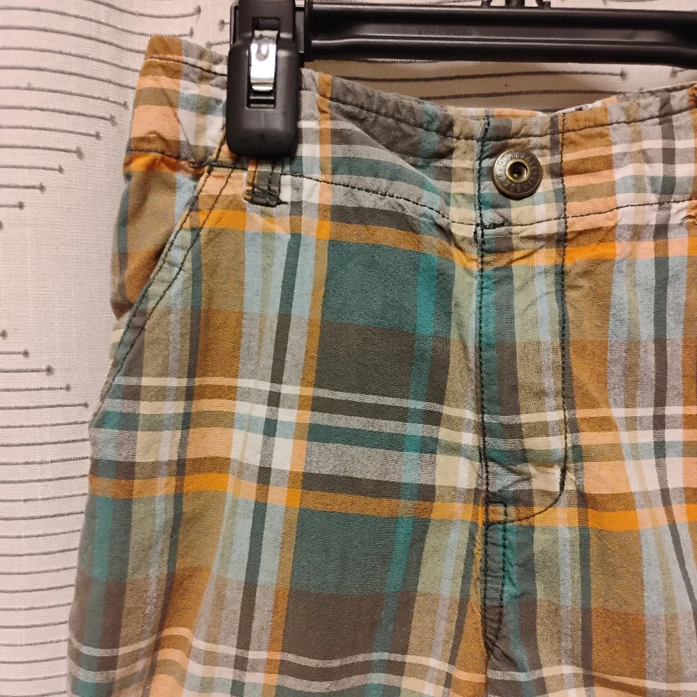 Gymboree Plaid Boys Shorts in Green and Orange Size 6